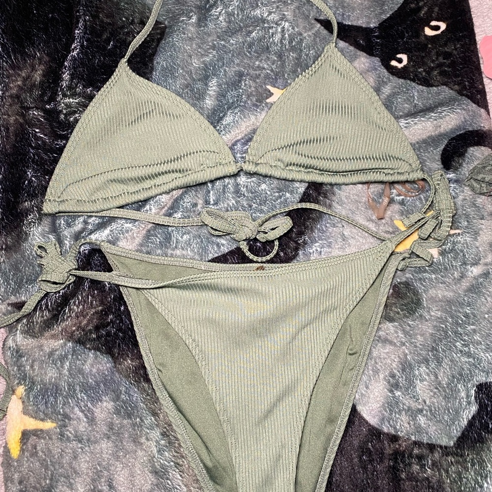 Kids Olive Green One Piece Swimsuit